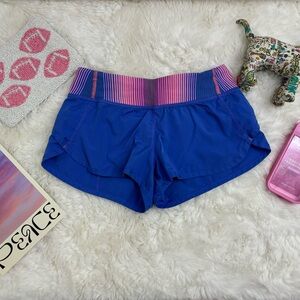 Ivivva Blue Shorts with Pink Striped Waistband